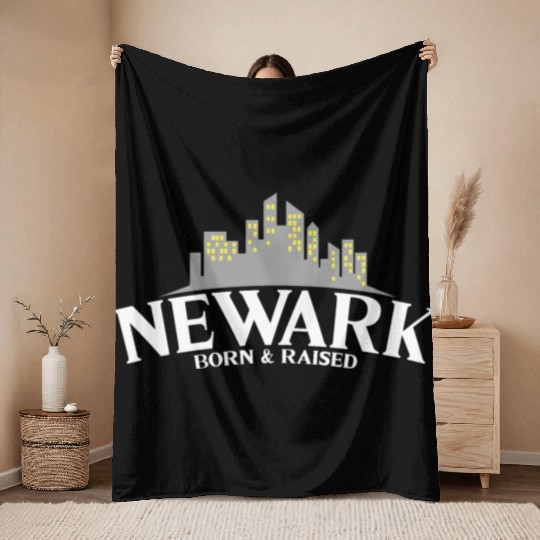 Born & Raised Usa New Jersey Newark Throw Blankets