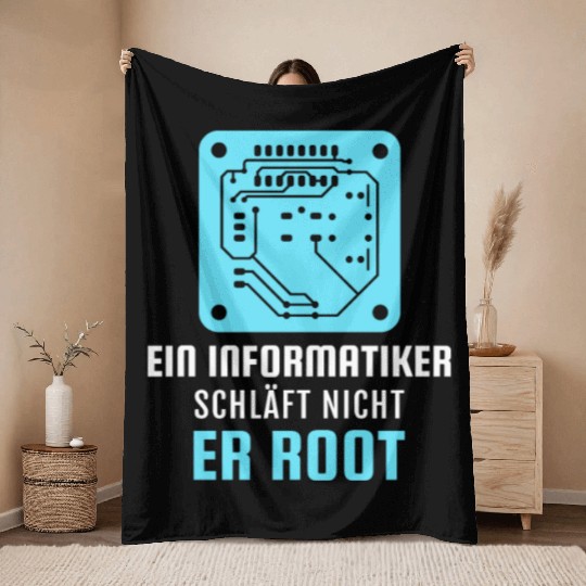 A Computer Scientist Doesn't Sleep He Root Informa Throw Blankets