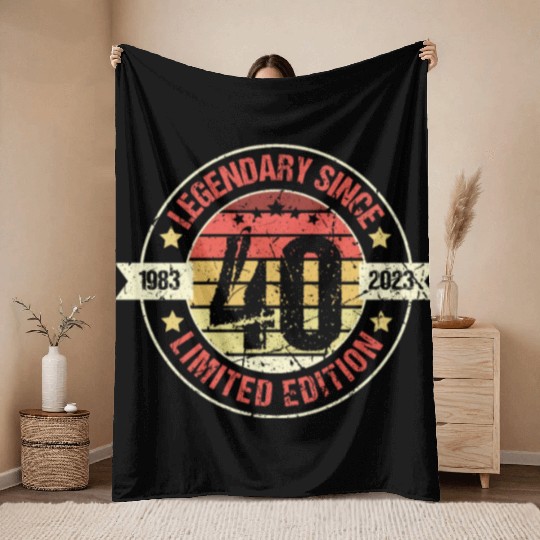40 Years Vintage 1983 Retro 40th Birthday Throw Blankets