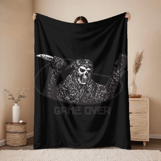 GAME OVER COMIC RETRO Throw Blankets