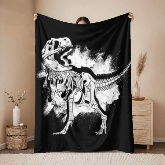Trex Skeleton Bones - collector Throw Blankets