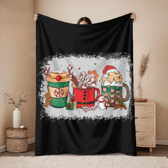 Christmas Hot Chocolate Cup Throw Blankets