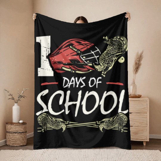 100 Days Of School Sports Game Lacrosse Player Throw Blankets