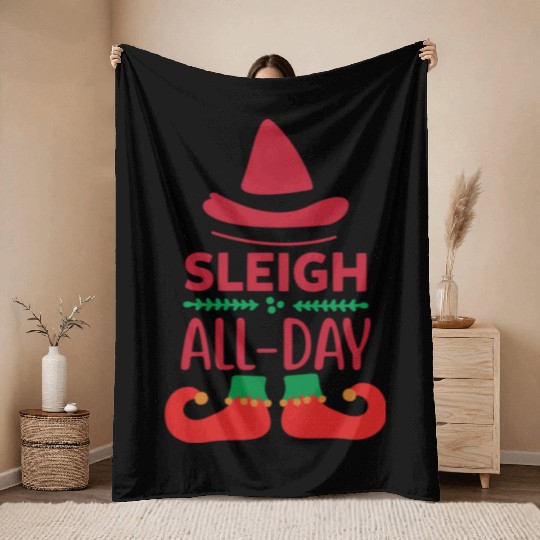Sleigh all day Throw Blankets
