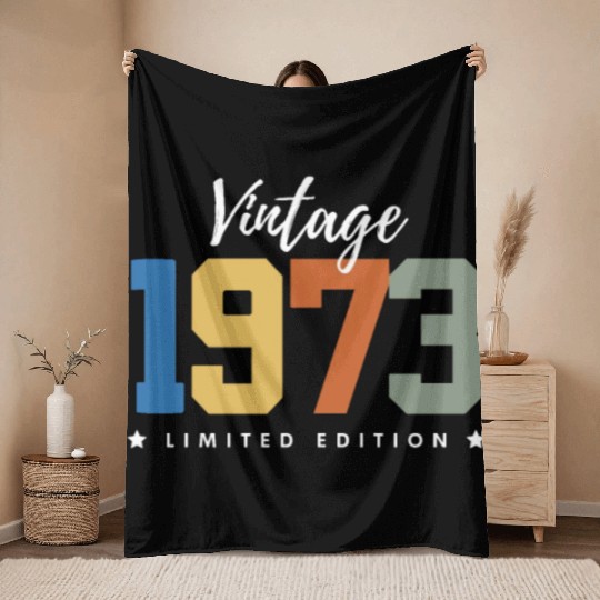 50 Years Vintage 1973 Retro 50th Birthday Throw Blankets