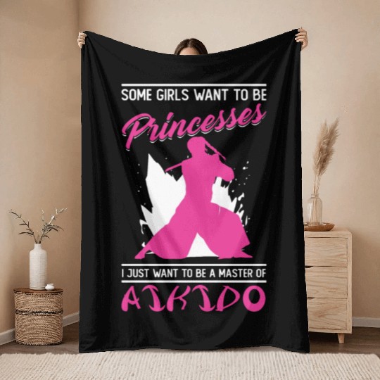 Aikido Girl Japan Taekwondo Karate Martial Arts Throw Blankets