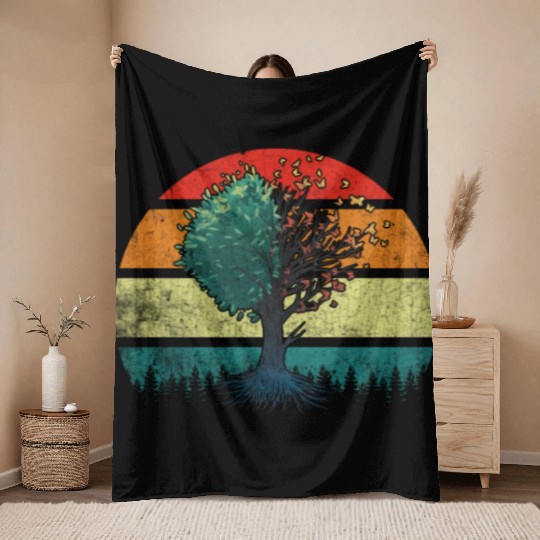 Butterfly Tree Beautiful Animal Butterflies Tree Throw Blankets