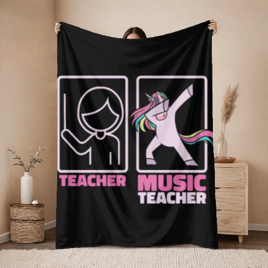 Music Teacher Unicorn Throw Blankets
