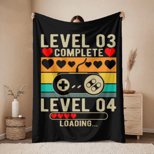 Level 3 Complete 3rd Wedding Anniversary Gamer Throw Blankets