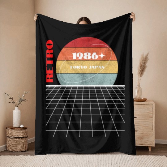 Retro 1986 Japan Throw Blankets