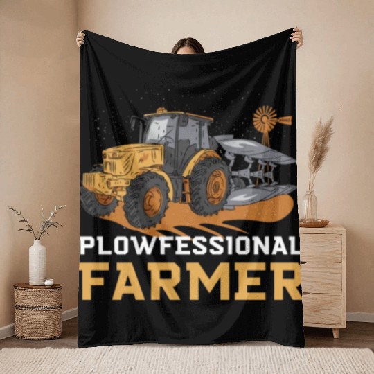 Plowfessional Farmer Throw Blankets