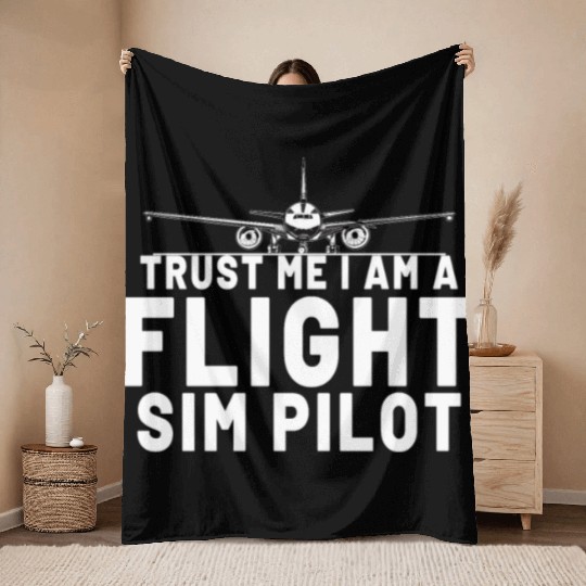 Pilot Aviation Airplane Airline Flight Sim Pilot Throw Blankets