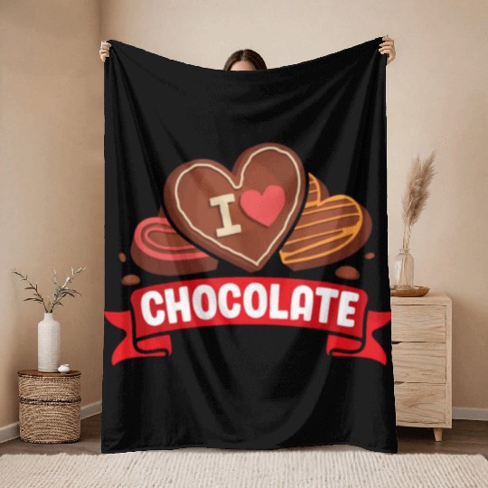 I Love Chocolate Sweets Candy Chocolate Bar Throw Blankets