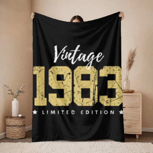 40 Years Vintage 1983 Retro 40th Birthday Throw Blankets