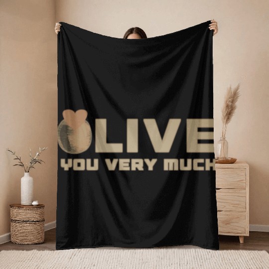Olive i love you very much funny gifts Throw Blankets