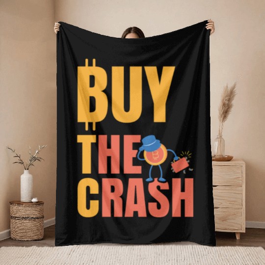 BTC Buy The Crash Crypto Bitcoin Throw Blankets
