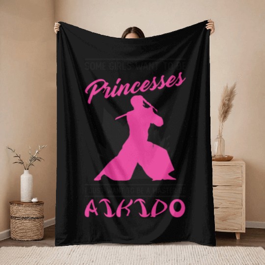 Aikido Girl Japan Taekwondo Karate Martial Arts Throw Blankets