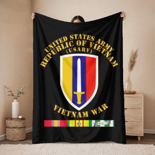 Army US Army Vietnam USARV Vietnam War w SVC Throw Blankets