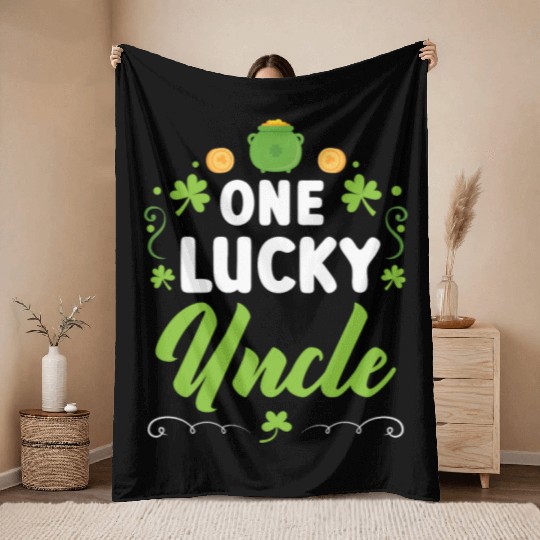 One Lucky Uncle Irish Shenanigan St. Patricks Day Throw Blankets