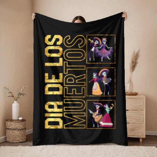 Dia De Los Muertos Throw Blankets, Ballet Folklorico Sugar