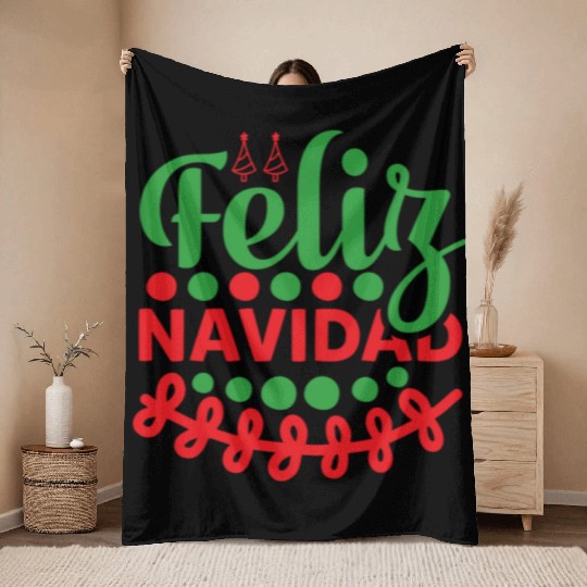 Feliz Navidad Throw Blankets