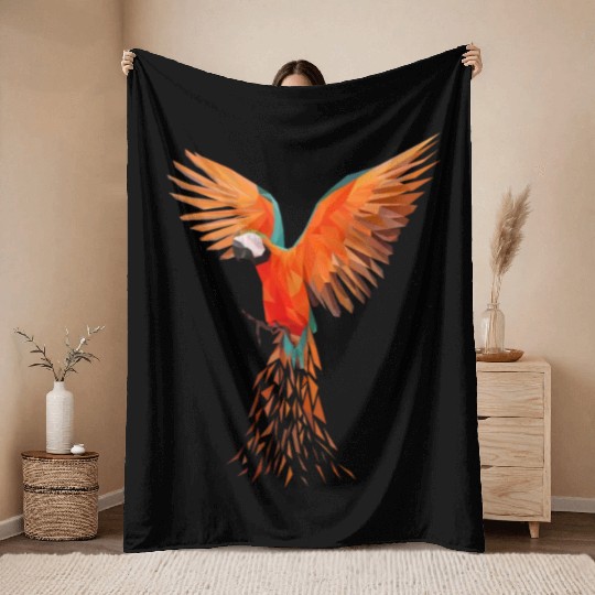 Colourful Macaw Parrots - Modern Bird Design Throw Blankets