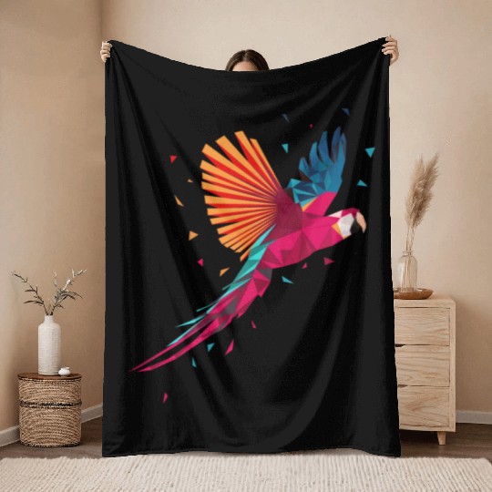 Macaw Parrot Geometric Bird Parakeet Ornitholog Gi Throw Blankets