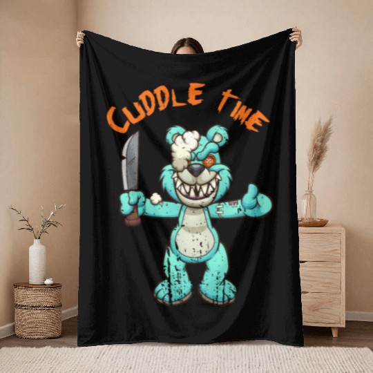 Cuddle time Teddys Horror Halloween Throw Blankets
