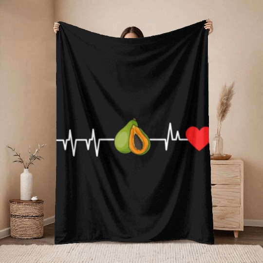 Papaya Heartbeat Throw Blankets