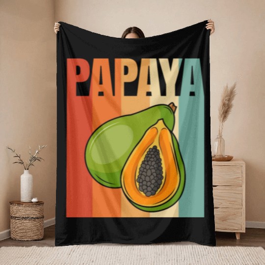 Retro Papaya Throw Blankets