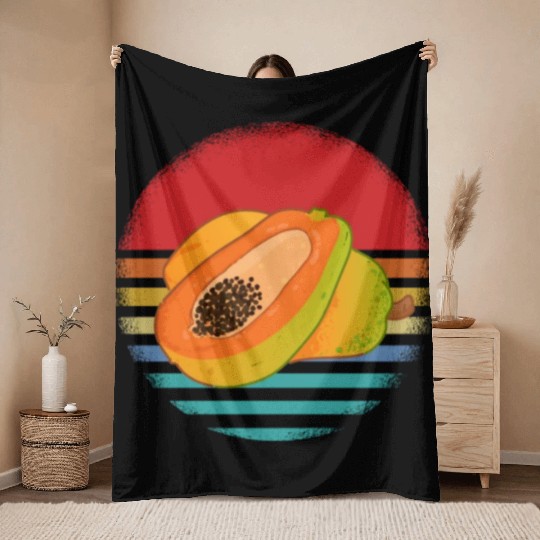 Retro Papaya Throw Blankets