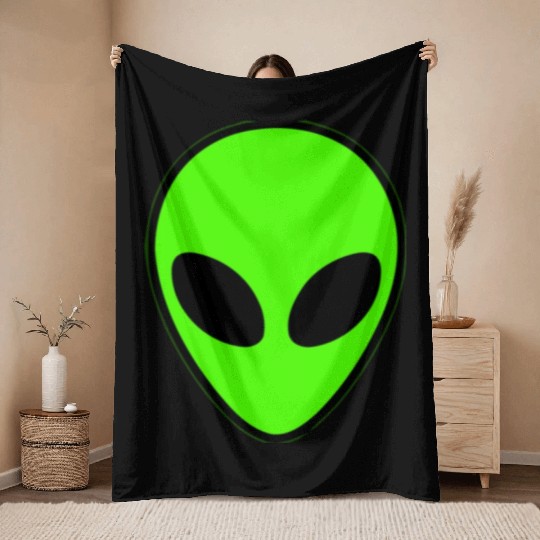 Alien Head Pocket Patch Area 51 Throw Blankets