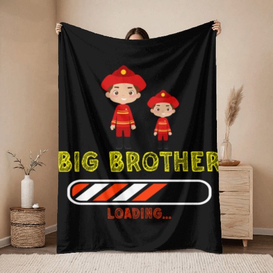 Big brother fire truck fireman Throw Blankets