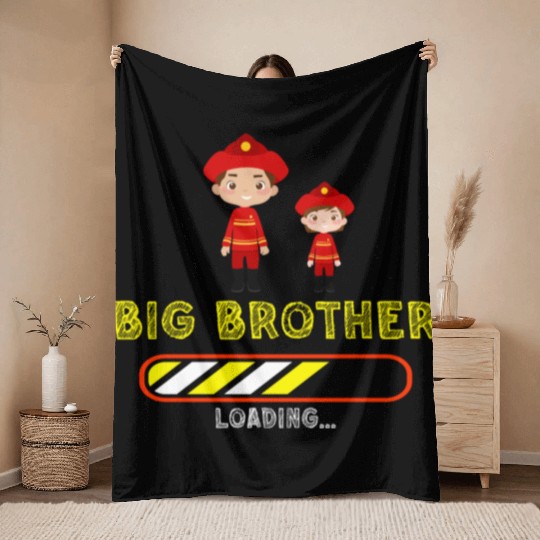 Big brother fire truck fireman Throw Blankets