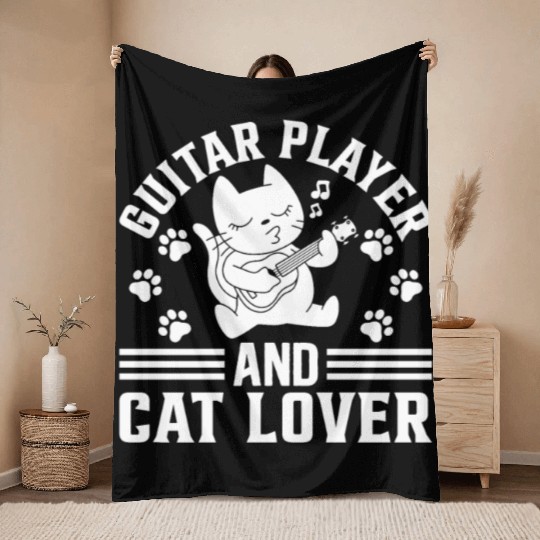 Guitar Player And Cat Lover - Guitarist Guitar Pla Throw Blankets