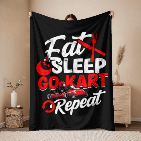 Go Kart Racer Pit Crew Car Racing Karting Throw Blankets