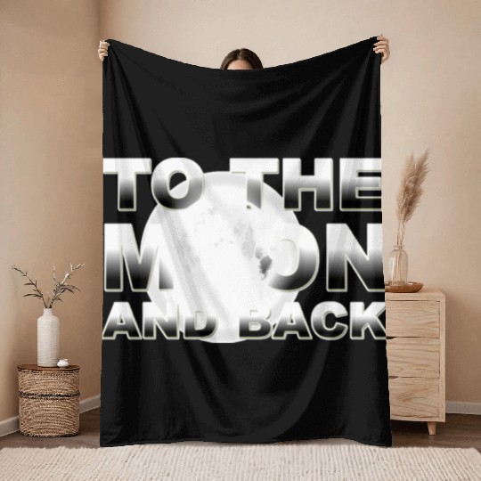 TO THE MOON AND BACK SILVER Throw Blankets