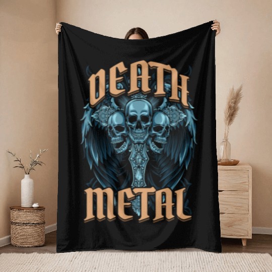 Goth Rock Satan Festivals Death Metal Throw Blankets