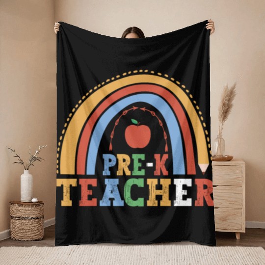 Pre-K Teacher 100th Day Of School Education Throw Blankets