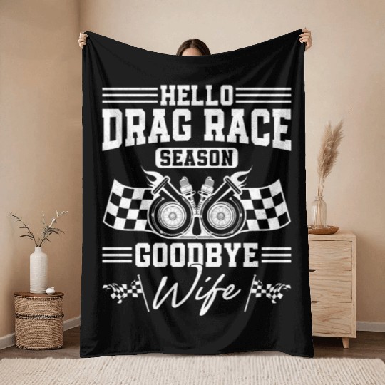 Drag Racing Race Car Husband Throw Blankets