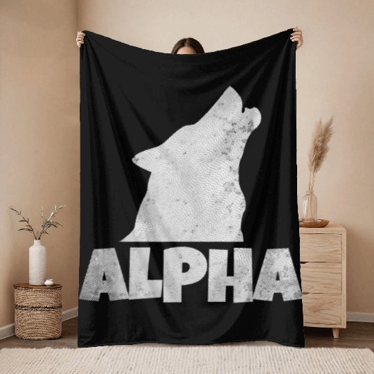 Alpha Wolf Pack Member Wildlife Throw Blankets