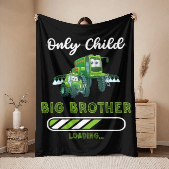 Big brother farmer tractor Throw Blankets