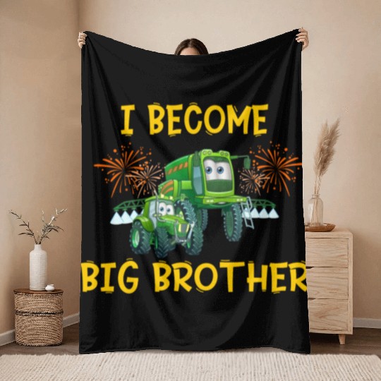 Big brother farmer tractor Throw Blankets