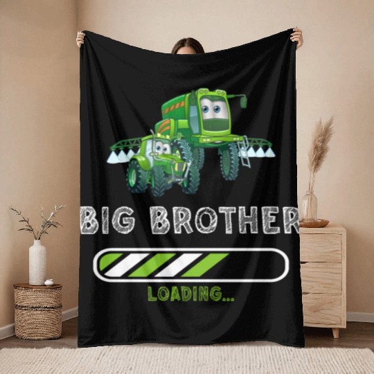 Big brother farmer tractor Throw Blankets