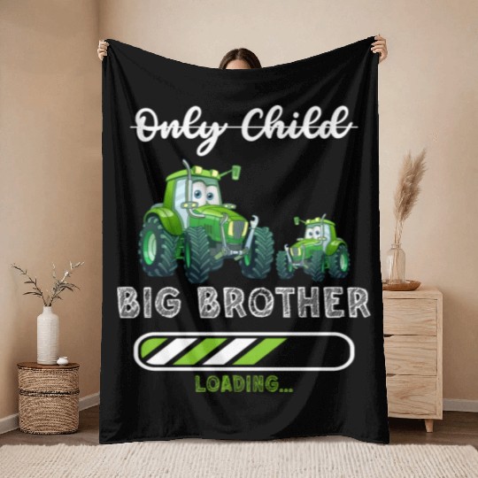 Big brother farmer tractor Throw Blankets