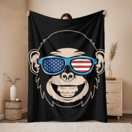 Chimpanzee Monkey Orangutan Monkey Head Throw Blankets