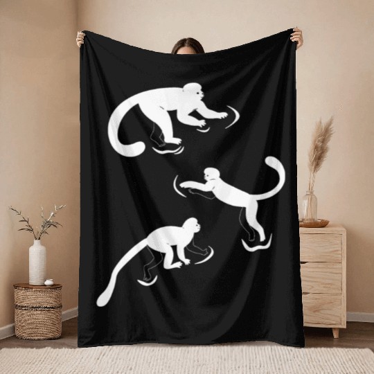 Chimpanzee Orangutan Monkeys - Cute Monkeys Throw Blankets