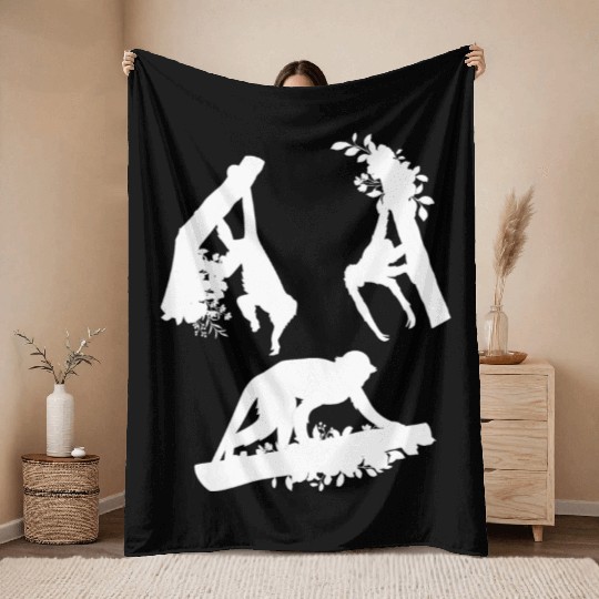 Chimpanzee Orangutan Monkey Flowers Monkeys Throw Blankets