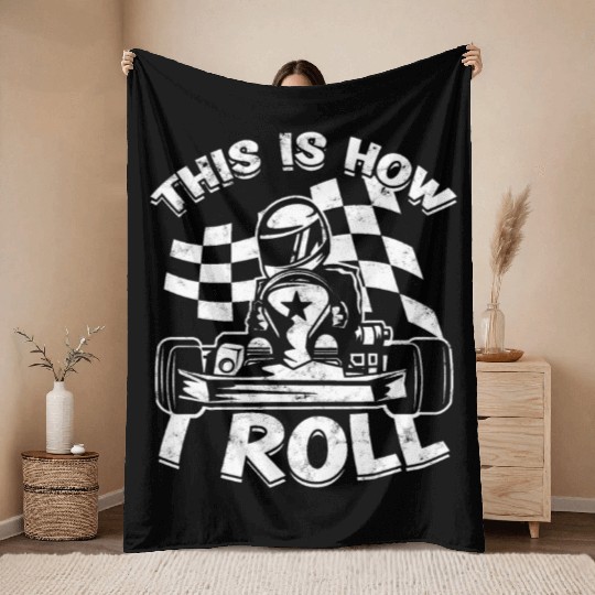 Go Kart Racer Pit Crew Car Racing Karting Throw Blankets