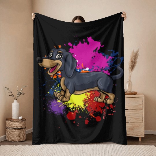 Dachshund Gift Dixie Wiener Doxie Dackel Throw Blankets
